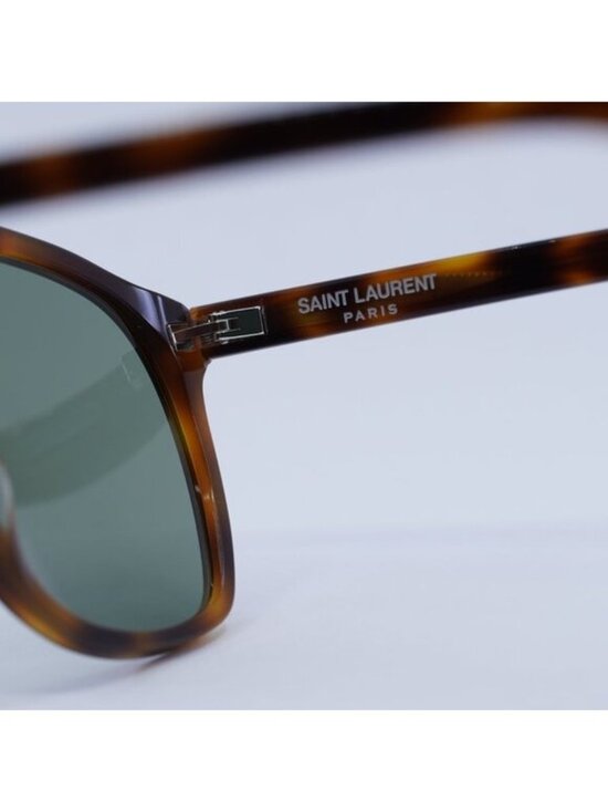 Saint Laurent SL596 DUNE 002 Sunglasses Havana Aviator Frame, Green Lenses main image 5